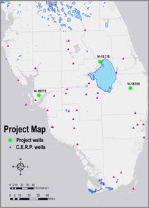 Project map showing well locations.