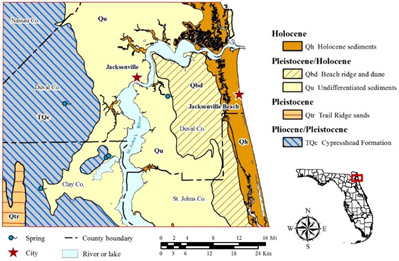 Figure showing geology of STATEMAP study area in northeast Florida